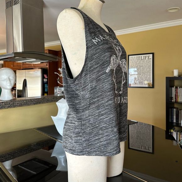 Majestically Awkward Flamingos Charcoal Gray Funny Graphic Muscle Tee Tank Top M - Picture 8 of 13